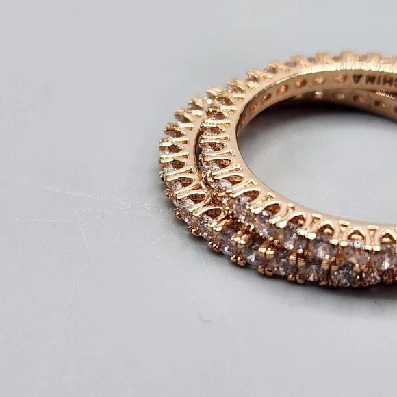 Joan Boyce Pave Crystal Christian Cross Bracelet w/ Rings Rose Gold Tone - Picture 8 of 16